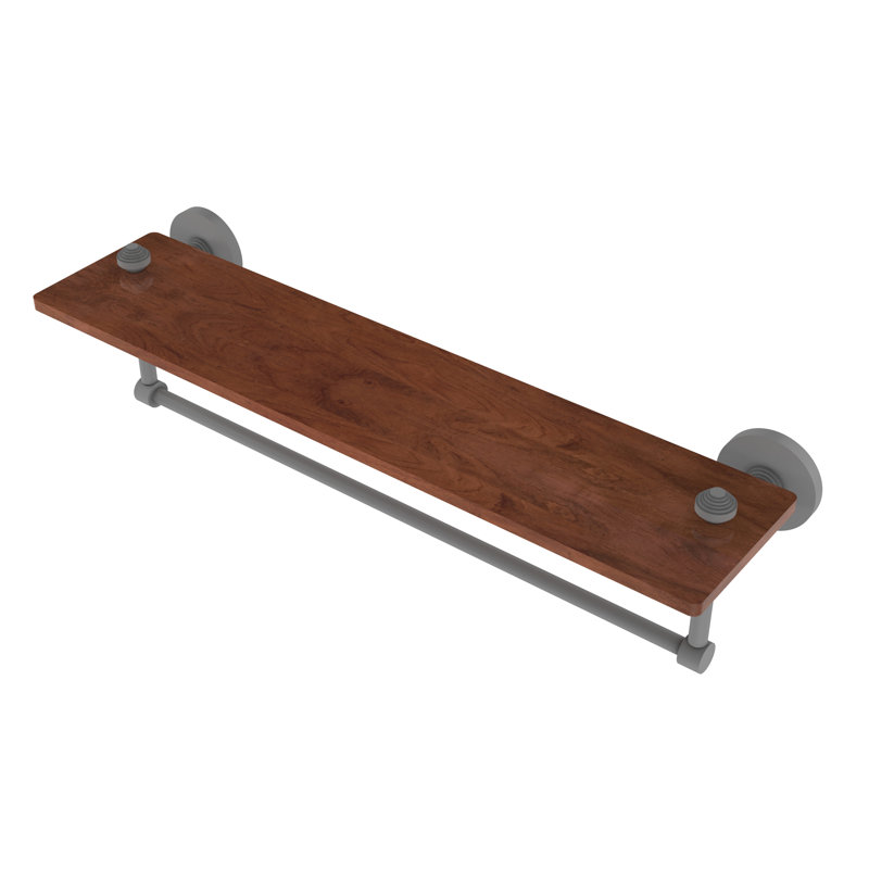 Tablette avec barre à serviettes Trond Ironwood, Gris mat, H 4 po x l 22 po x P 5 po