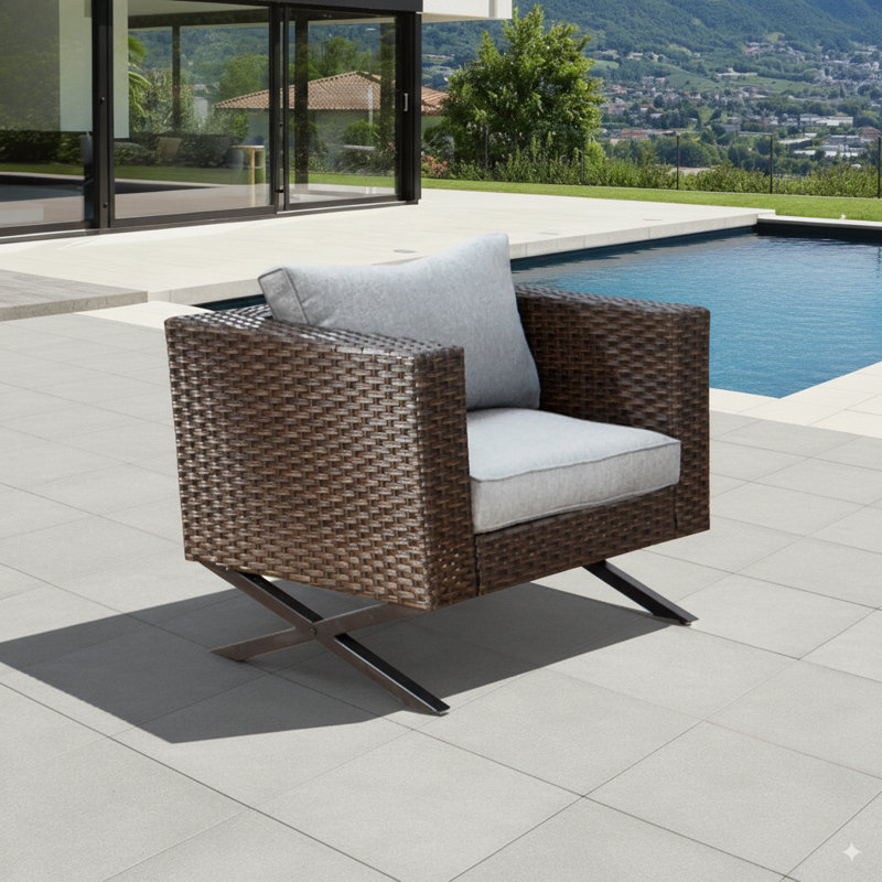 Boydston Wicker Outdoor Lounge Chair with Cushion