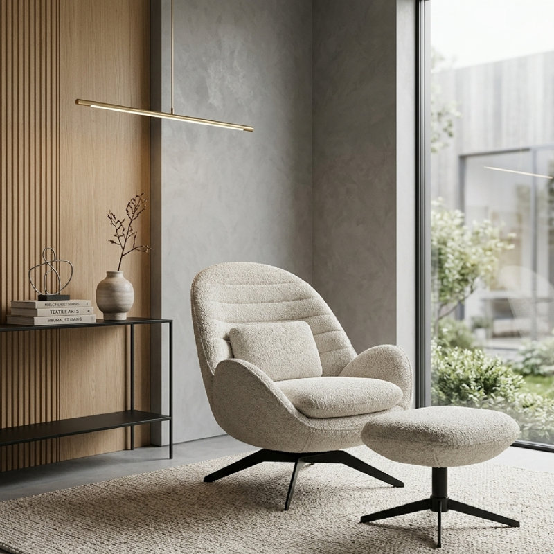 Ryan Swivel Lounge Chair, Beige