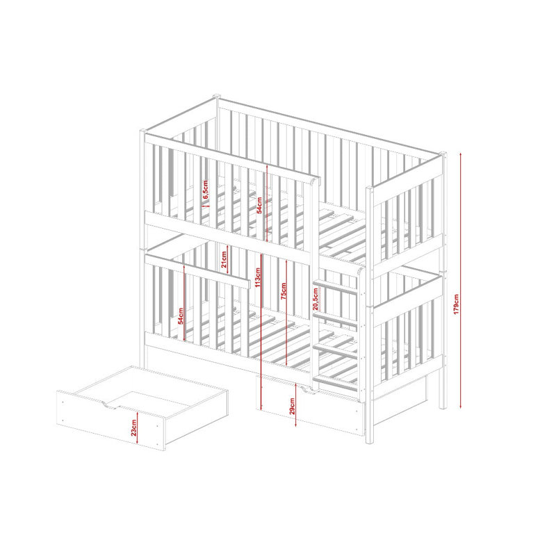 David European Single (90 X 200 Cm) Bunk Bed, Cashmere