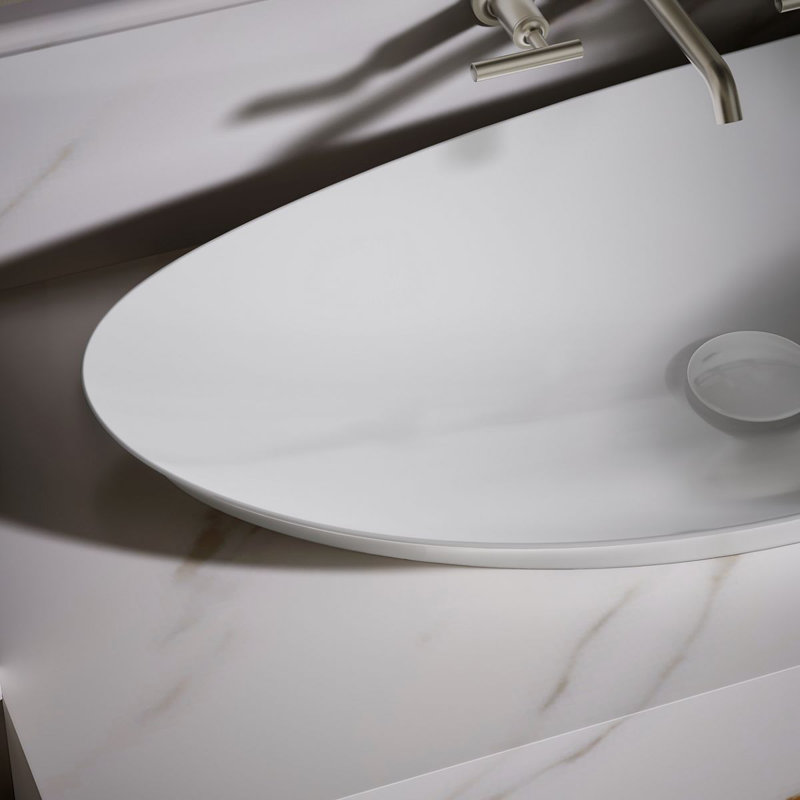 Veil Trough Fireclay Specialty Vessel Bathroom Sink, White