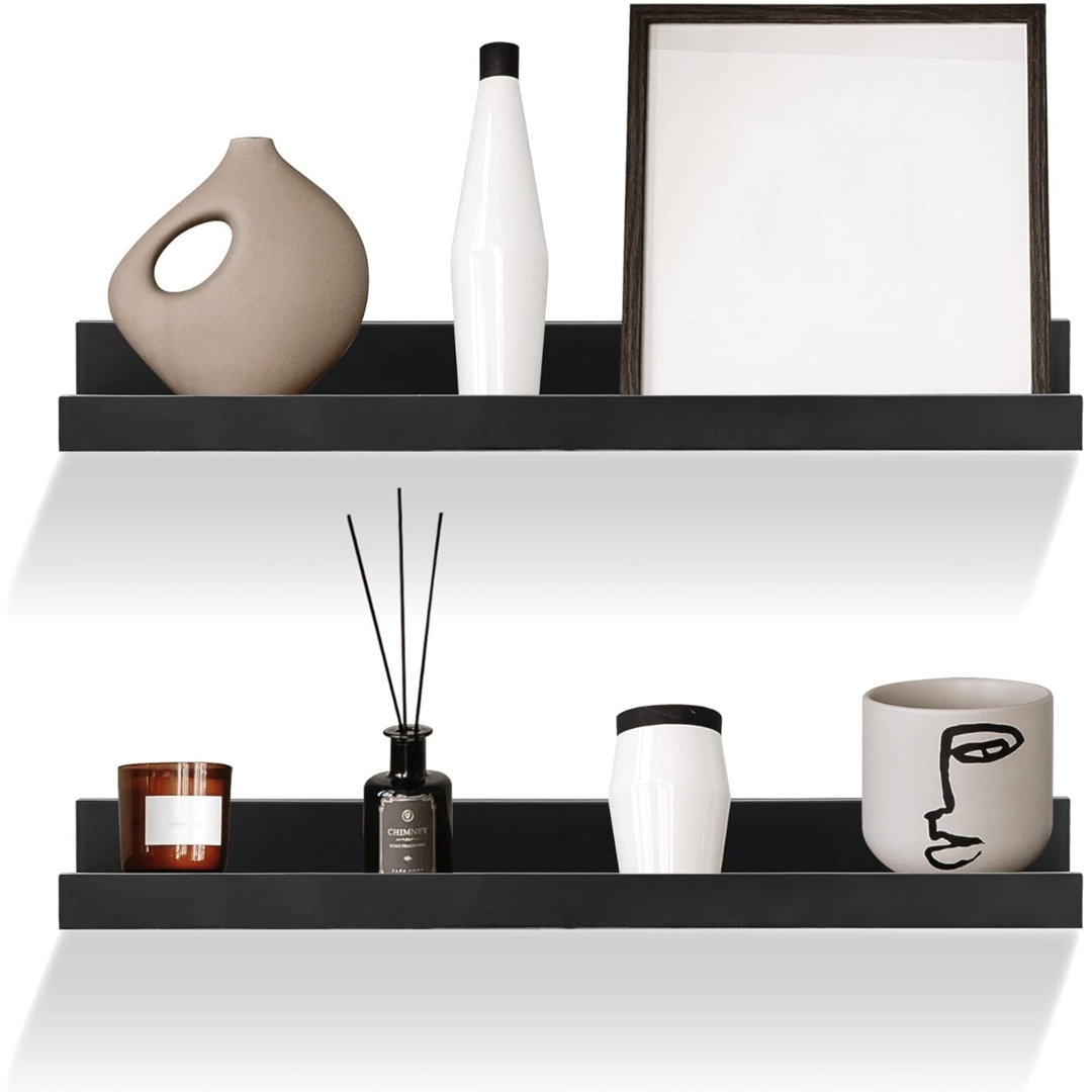Set Of 2 Floating Wall Shelves Picture Ledge Display Racks Book Hanging Shelf (10 X 5 Cm)