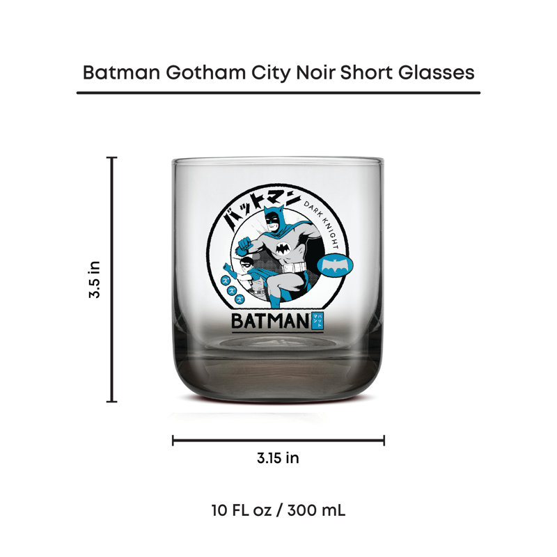Verres courts Batman Gotham City Noir - 10 oz - ensemble de 4