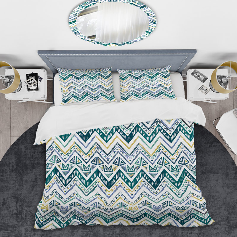 Green/Grey Microfiber 2 Piece Duvet Cover Set, Twin Duvet Cover + 1 Standard Sham