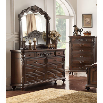 Mobilier de chambre à coucher avec tiroirs traditionnels en cerisier traditionnel / noyer antique