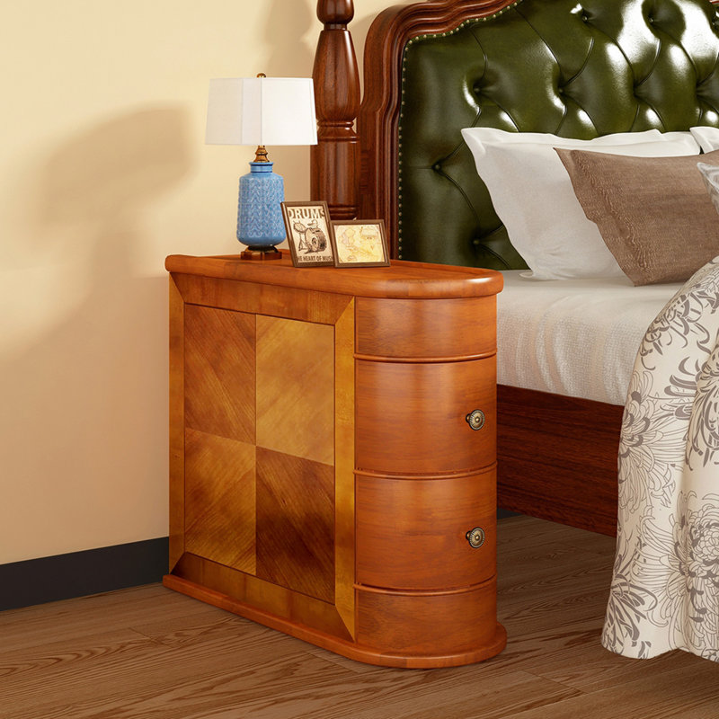 Table de bout en bois avec canapé à 2 tiroirs, sans assemblage requis Table de chevet vintage pour chambre à coucher (couleur noyer)