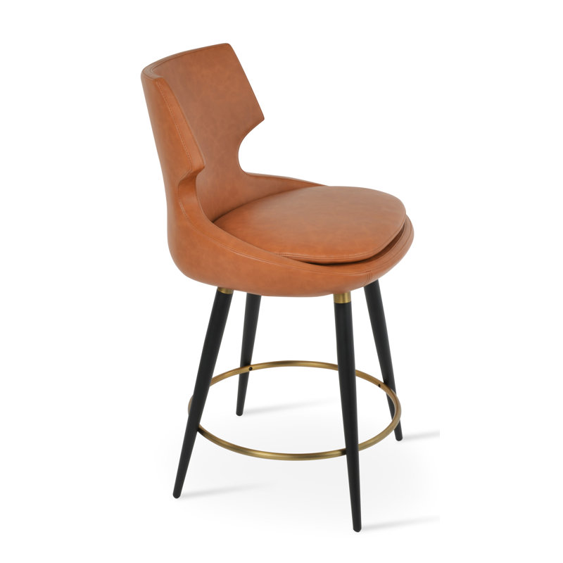 Patara Ana Counter & Bar Stool, Bar Stool (31” Seat Height), Black/Gold, Caramel PPM
