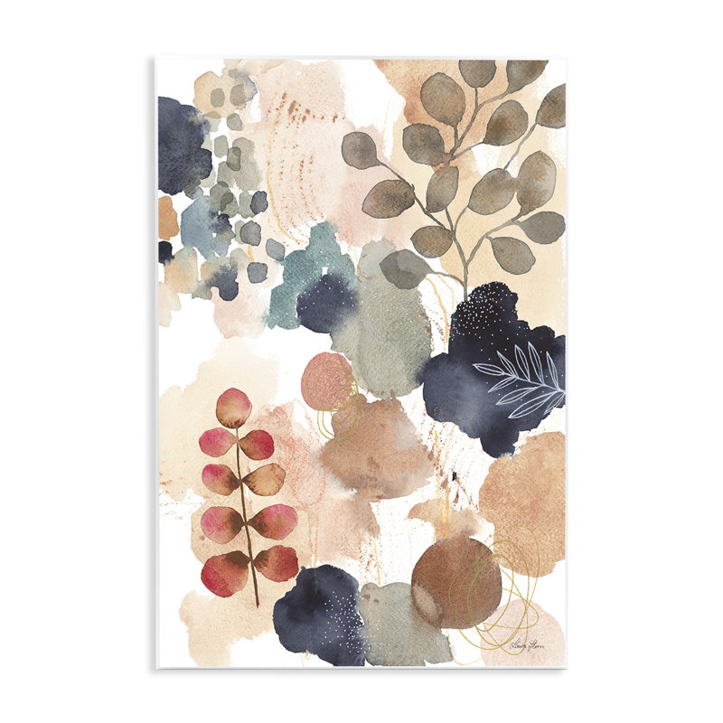 Peinture abstraite de style botanique abstrait, collage boho moderne par Laura Horn - Peinture, H 19 po x l 13 po