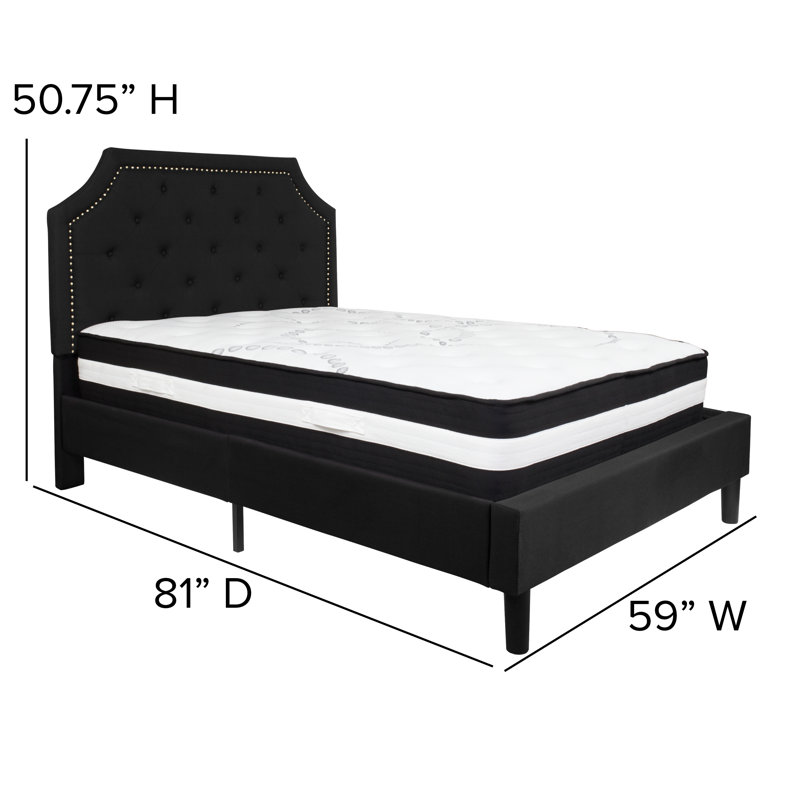 Matelas arqué et capitonné Aluino, Double, Noir