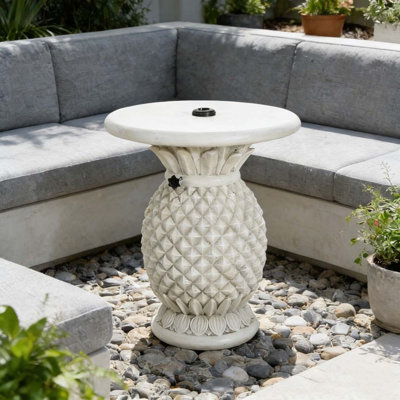 Outdoor Patio Antique White Pineapple-Shaped Magnesium Oxide Side Table