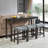 4 Piece Bar Table Set With Power Outlet,Bar Table Set With Chairs,Sofa Bar Table With Stools,Behind Couch Table With 3 Padded Stools,For Living Room,Dining Room, Dark Grey
