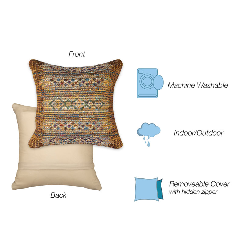 Gold Tribal Stripe Indoor/Outdoor Rectangular Pillow