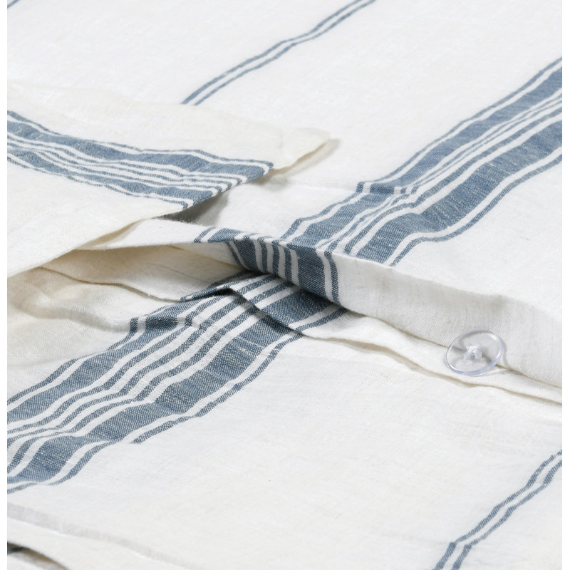 Brooke Duvet Cover, Queen Duvet Cover, White/Blue Striped