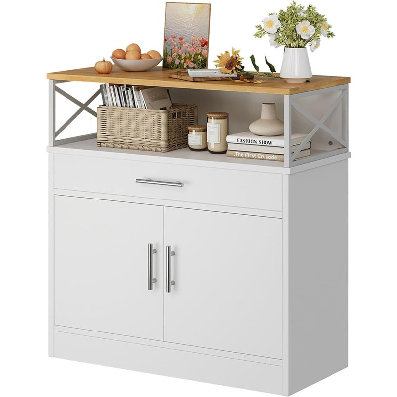 Buffet de cuisine moderne avec tablette réglable - blanc