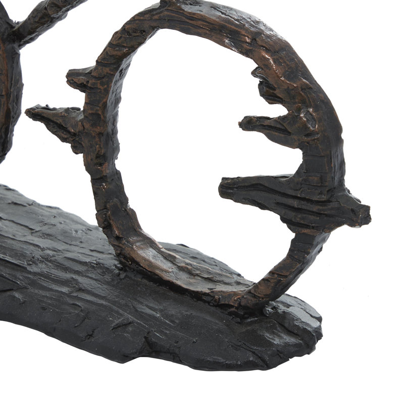 Levan Polystone Bicycling People Bronze Decorative Sculpture with Copper Texturing