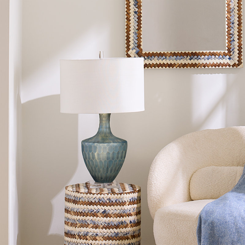 Boa Etched Glass Table Lamp, Indigo