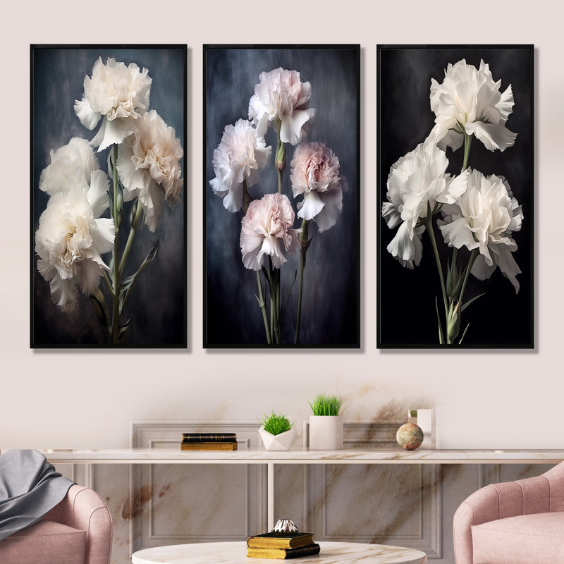Noir, blanc, œillet, nuances foncées, Cadre flottant noir, H 32 po x l 48 po