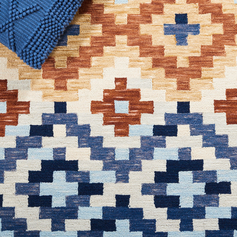 Aalyah Hand Hooked Wool Pile Southwestern Rug, Runner 2'6" x 6'