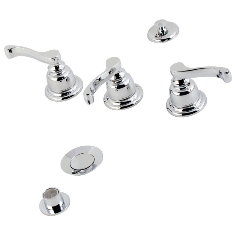 Robinet de bidet vertical à 3 poignées, Chrome poli