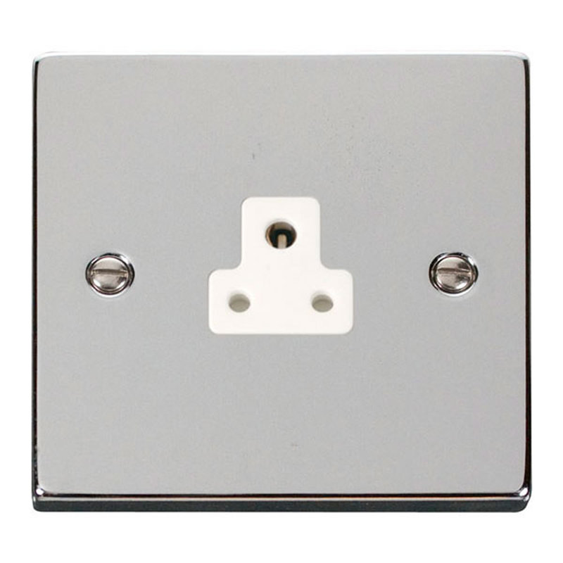 Polished Chrome 1 Gang 2A Round Pin Socket