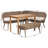 Chamniss Modern Bohemian Gray Washed Seagrass and Rattan Bench and Wood Table 4-piece Dining Nook Set