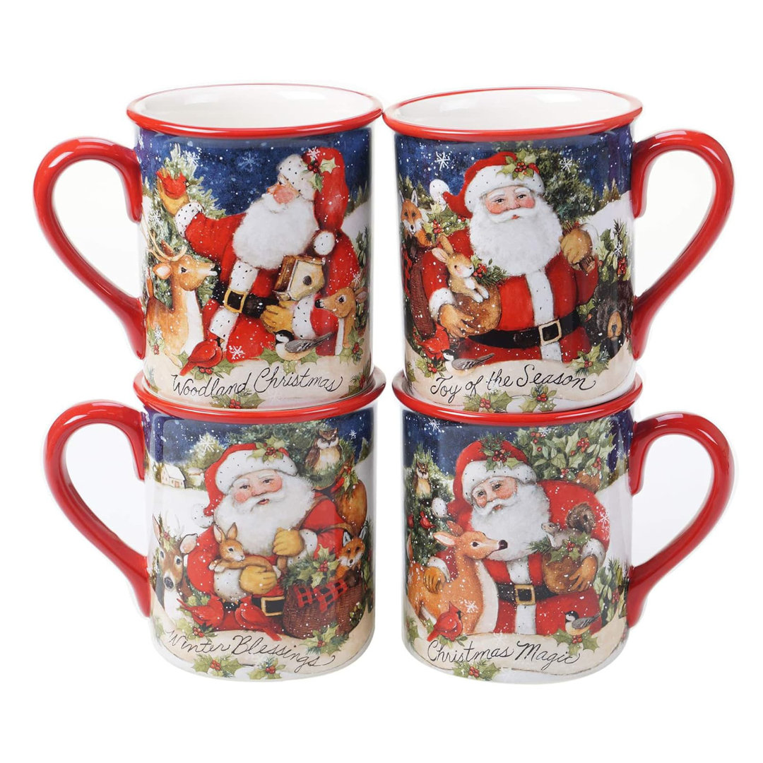 Certified International Magic Of Christmas  Santa Set Of 4 Mug Certified International