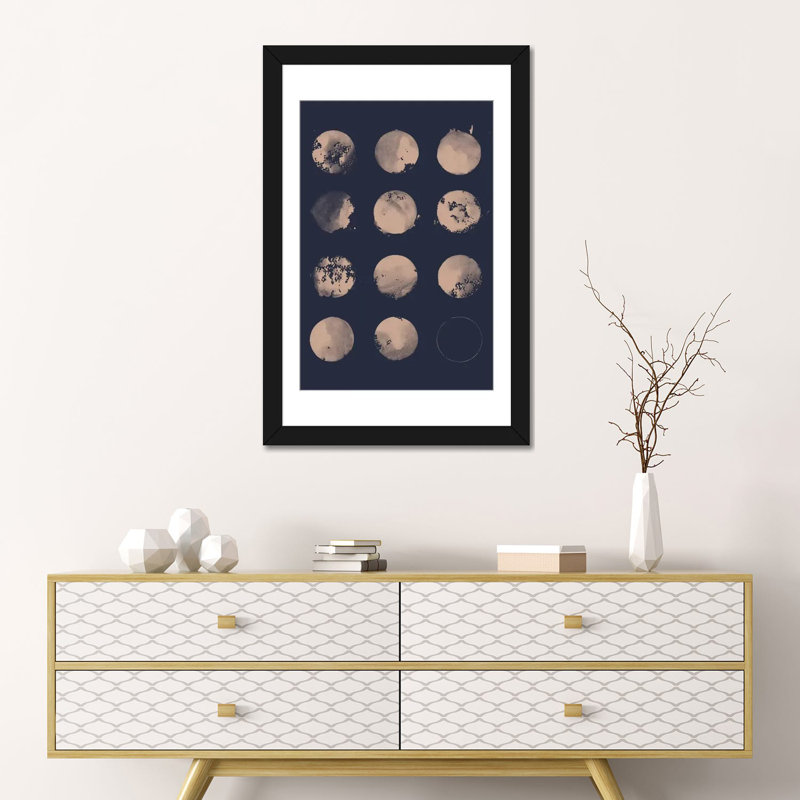 «12 Moons», impression sur toile tendue, H 24 po x l 16 po x P 1 po, Papier d'art encadré noir, Blanc