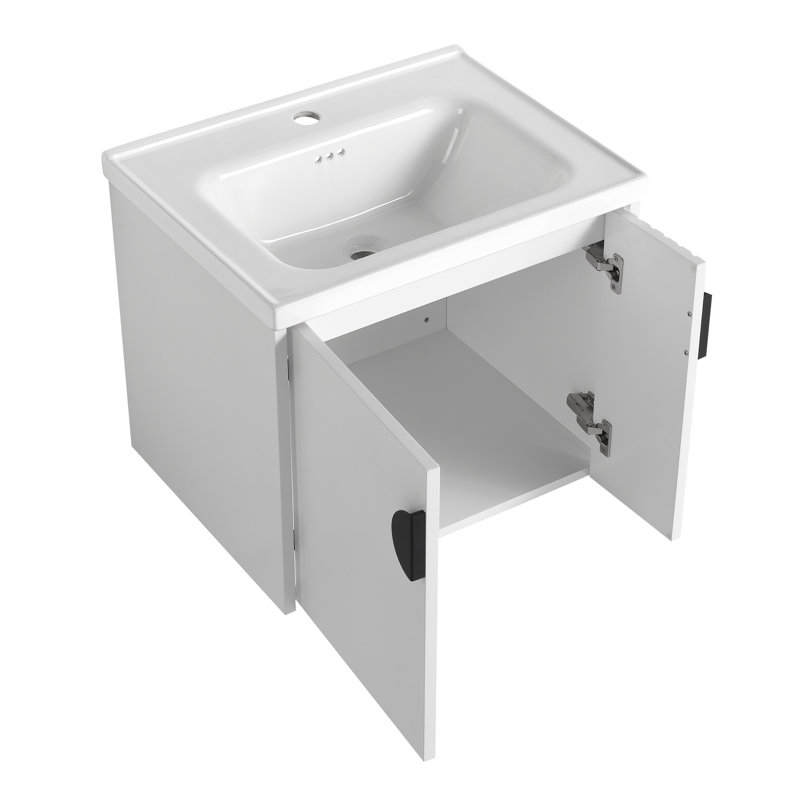 Meuble-lavabo 24 po avec lavabo Ultan, Blanc, Noir