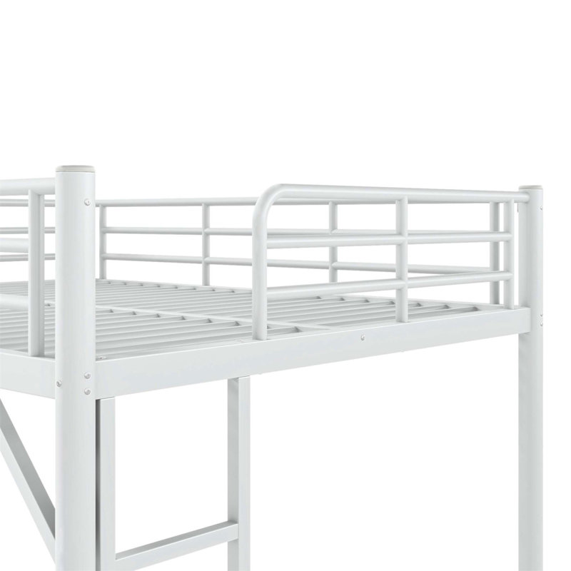 Lit mezzanine robuste en métal avec échelles et garde-corps faciles à monter, conception peu encombrante pour les enfants et les adolescents (sans matelas)