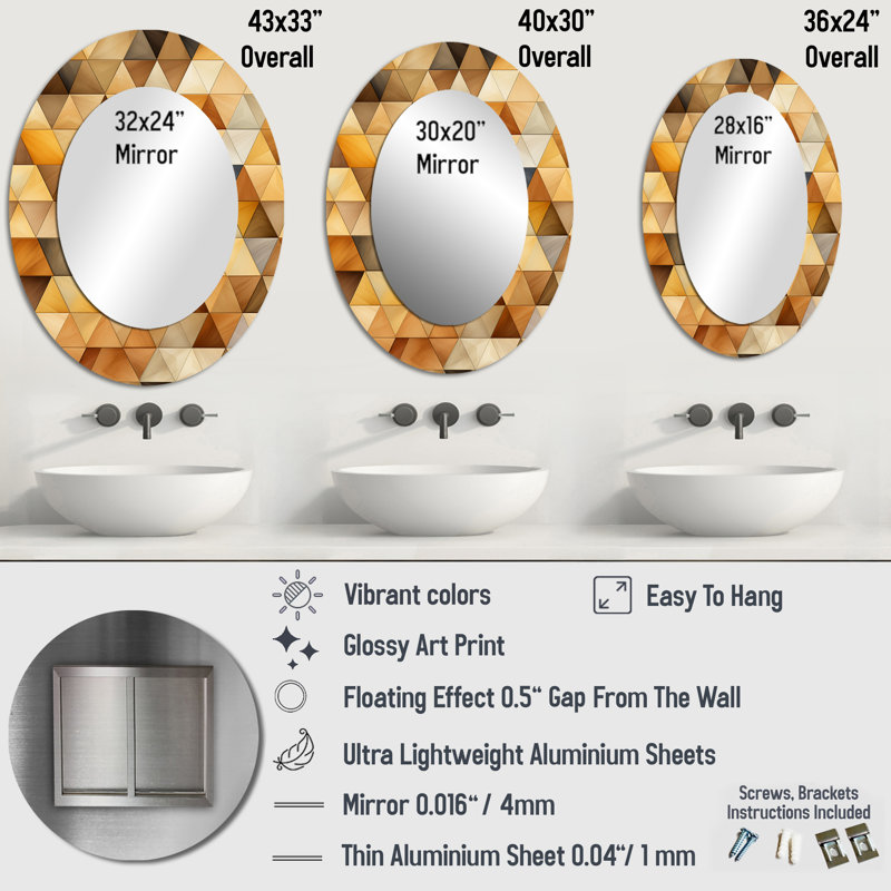 Miroir mural beige et brun rustique, H 36 po x l 24 po