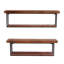 Ensemble de deux tablettes décoratives 36 "à deux niveaux en bois et métal noir et brun