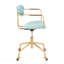 Chaise de bureau contemporaine en métal doré et velours bleu clair