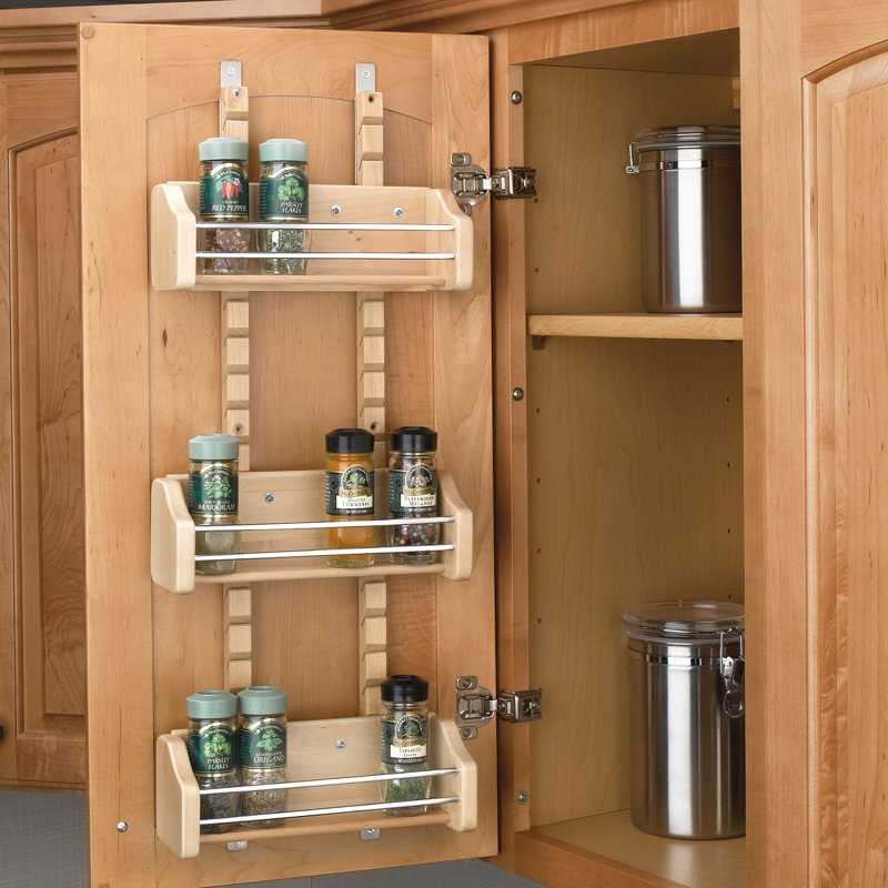 Rev-A-Shelf Adjustable 3-Shelf Cabinet Door Mount Spice Rack , 25" H x 16.13" W x 4" D