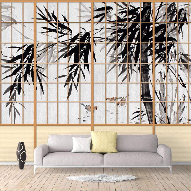 Panneau mural japonais en bambou, L 100 po x L 144 po