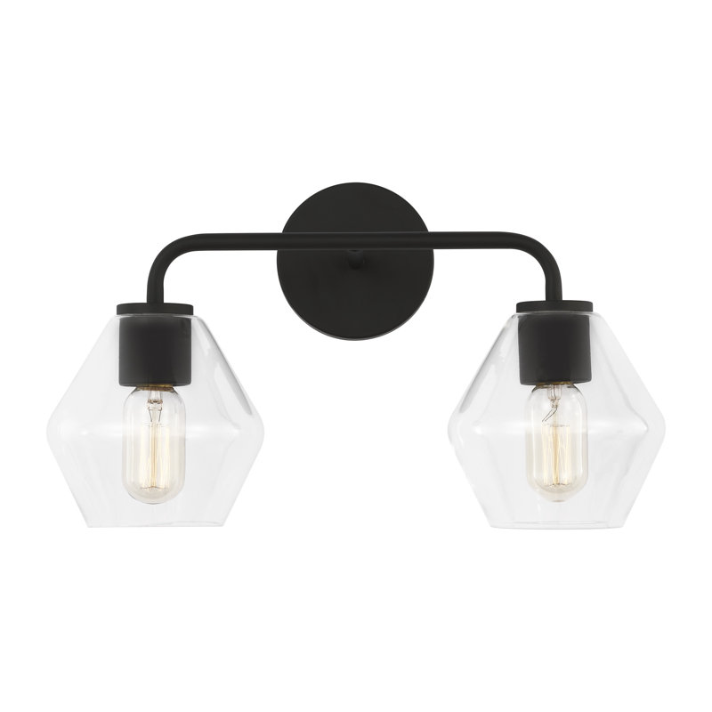 Éclairage de salle de bain à intensité variable à 2 lumières Rooks, Transparent, Nuit noire