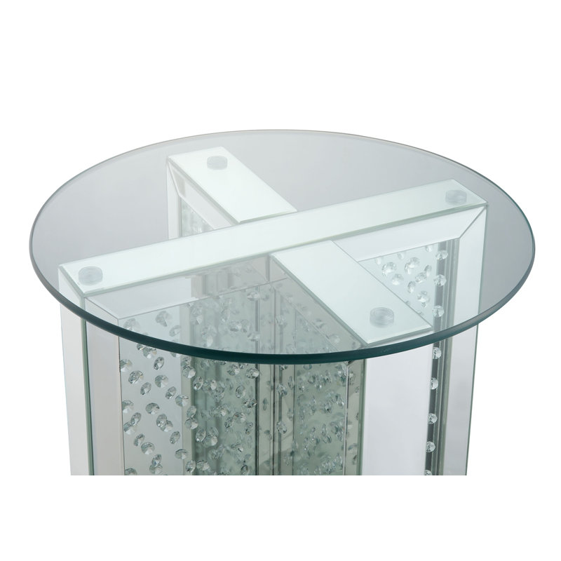 Table de bout avec miroirs et faux cristaux