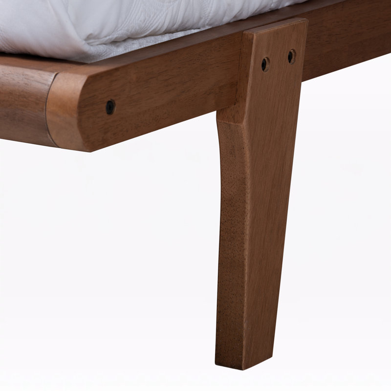 Solid Wood mid-century modern design, King Platform Bed, Ash Walnut 76.8'' W X 81.3'' L X 12.8'' H, King