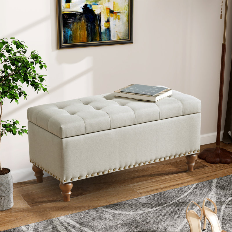 Ottoman storage bench,, Beige