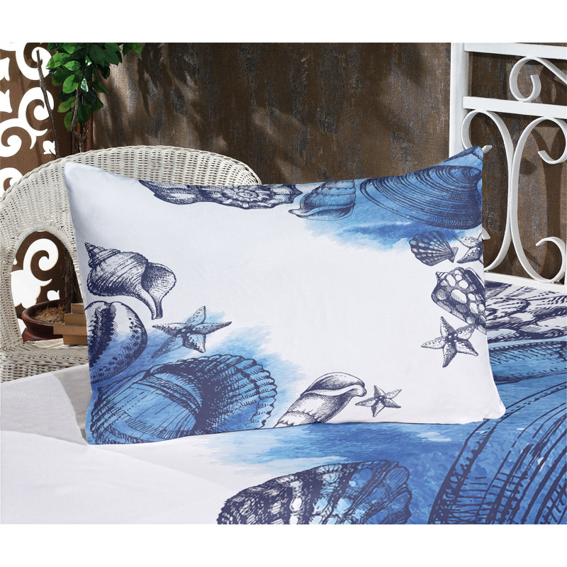 Ensemble de draps et taies décoratives bleu marine et blanc Ambesonne, Ensemble de draps pour lit double + 1 drap-housse 
