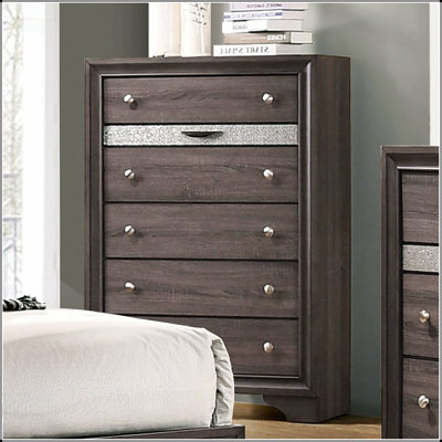Commode de style contemporain à finition grise avec tiroir à bijoux caché et fabrication en queue d'aronde anglaise durable pour les chambres modernes