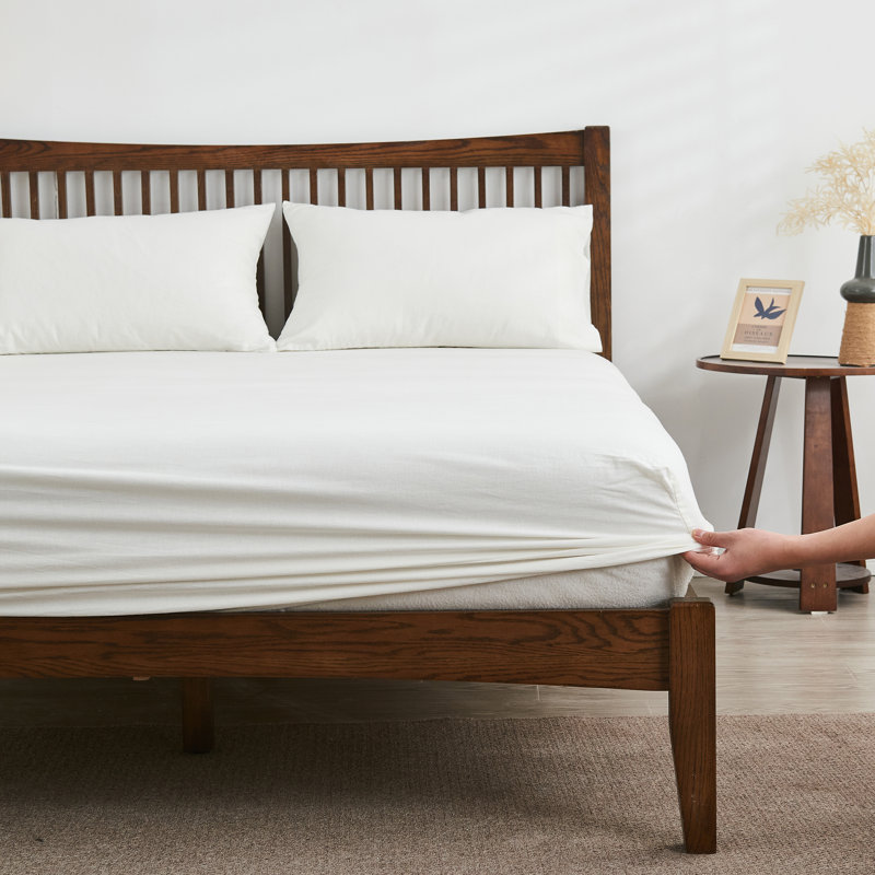 Ensemble de draps en lin, Ensemble de draps pour très grand lit avec 2 taie, Blanc