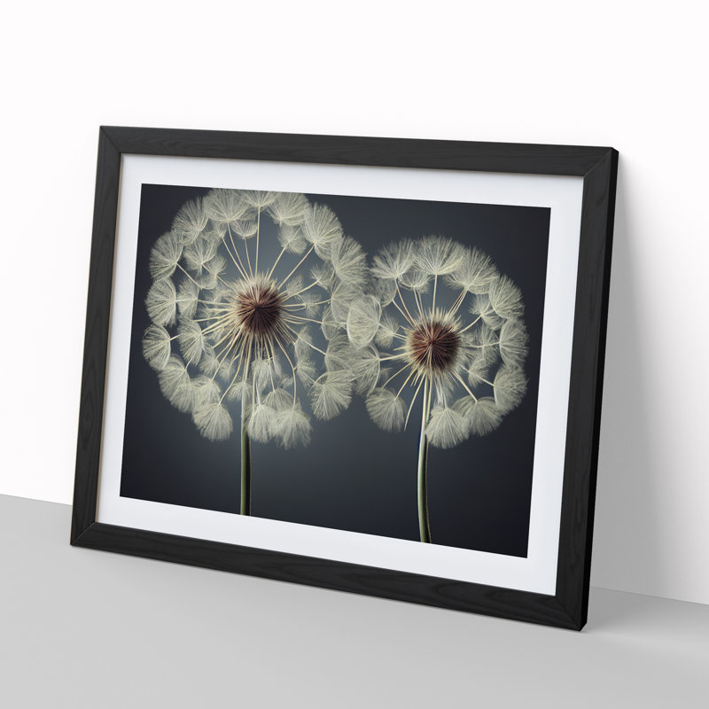 Creative Dandelion Flowers - Framed Print, Black, 34cm H x 46cm W x 2cm D