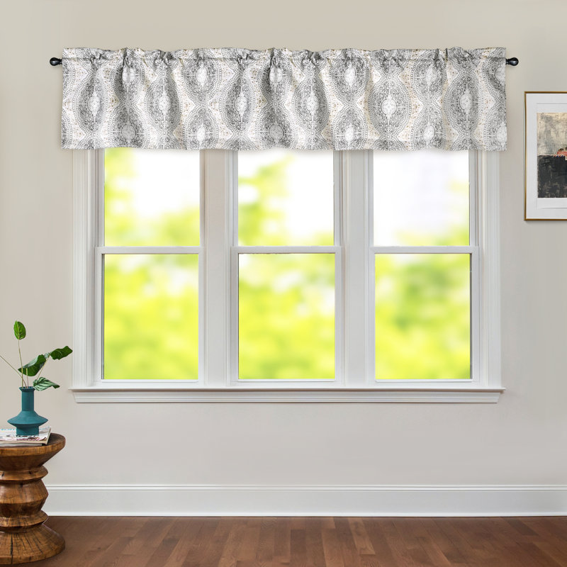 Cantonnières de fenêtre Zambrana, Beige/gris, L 106 po x L 18 po