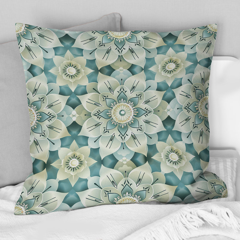 Coussin Blue Boho Florals I - Boho, H 18 po x l 18 po