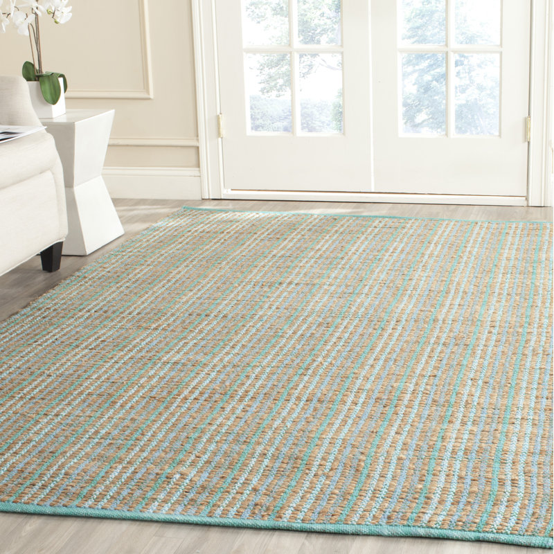 Tapis rayé en jute / coton Doleman, Rectangle 4pi x 6 pi