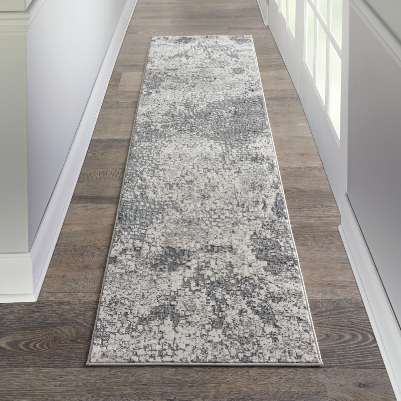 Abstract Area Rug in Gray, Runner 2'2" x 7'6"