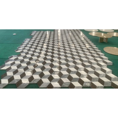 Pierre naturelle hexagonale - blanc noir gris, côté 5,7 pouces, convient aux carreaux de marbre polis gris et blanc du couloir et du hall d'entrée, largeur 9,83 po, profondeur 11,36 po, hauteur 0,69 po, poids 5,87 lb, intérieur