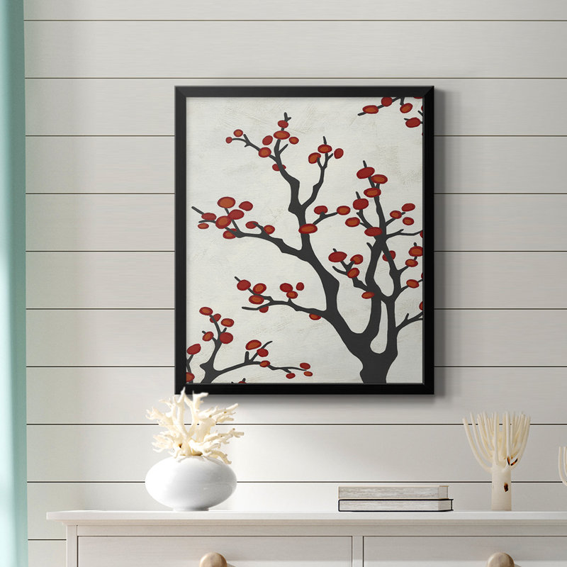 Toile encadrée rouge Red Berry Branch II - prête à être accrochée, Noir, H 24 po x l 20 po