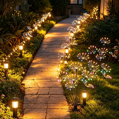 Paquet de 2 lumières de jardin solaires imperméables pour l'extérieur - 120 lumières DEL de feu d'artifice féerique, décoration de jardin de jardin, cadeau de fête des Mères pour maman, grand-mère, femmes