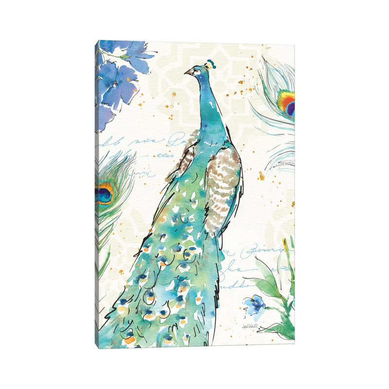 Peacock Garden I by Anne Tavoletti - Wrapped Canvas Painting, 101.6 cm H x 66.04 cm W x 1.91 cm D